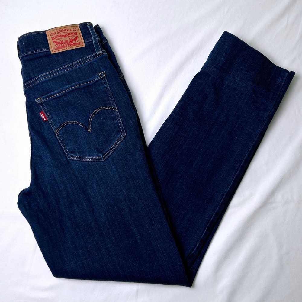 Levi's Womens 724 High Rise Straight Stretch Denim Jeans SIze 4/27 Dark Blue